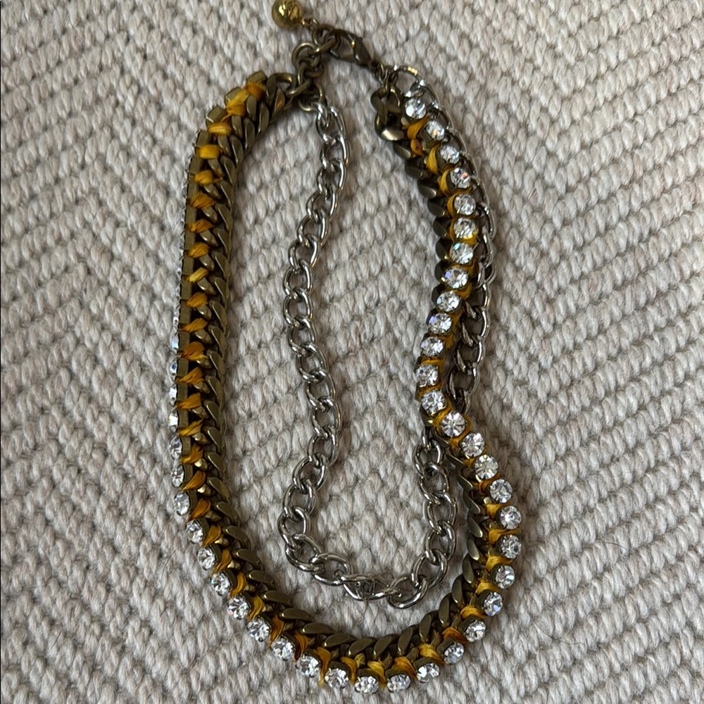 Yellow Chain and Crystal Statement Necklace - Women Jewelry